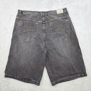 VTG Y2K Koman Black Baggy Jean Shorts 42 Men's Size 40x14 Embroidered Pockets